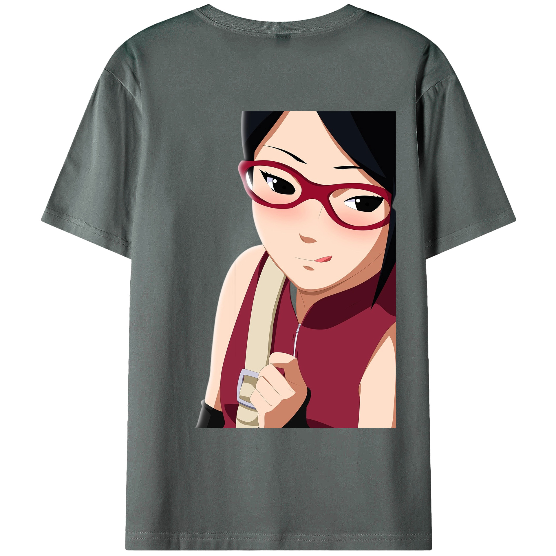 （画像用） NARUTO -ナルト- うちは サラダ Uchiha Sarada 綿100％ メンズ半袖Tシャツ（バックプリント） 通気性